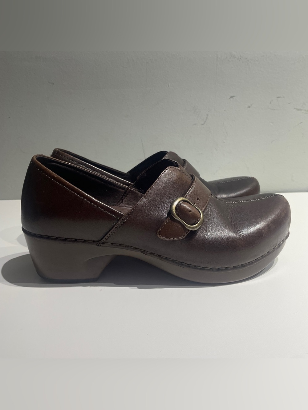 DANSKO Tamera Brown Leather Buckle Clogs Slip On Work Shoes - Picture 3 of 12